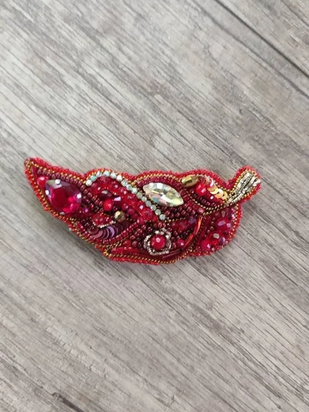 Brooch embroidery Embroidered beaded  red brooch embroidered jewelry Embroidered accessories Embroidered gifts embroidered gifts