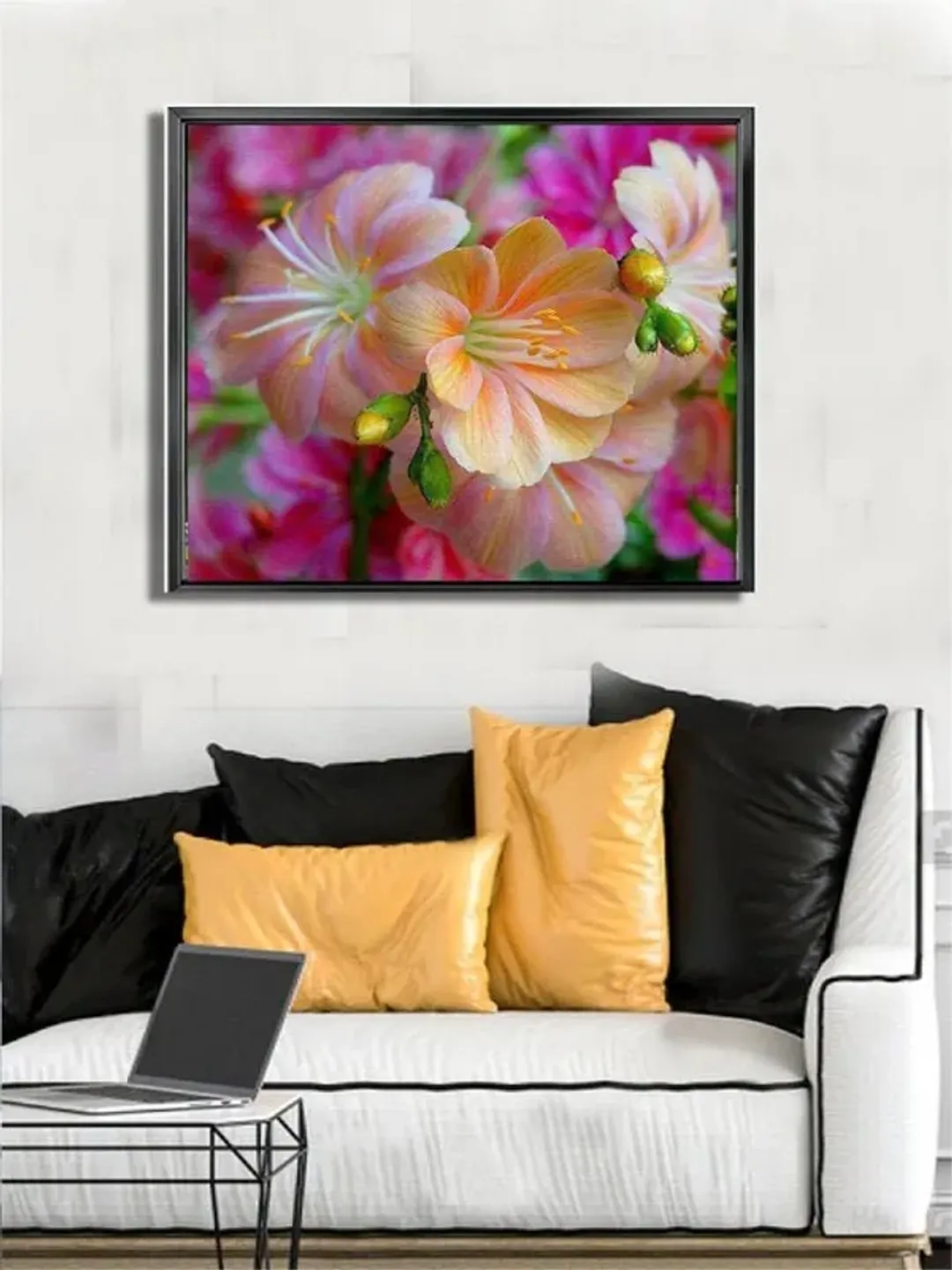 Flowers branch Print on Canvas , Floating Frame Option, Modern Wall Art, Extra Large Canvas Wall Art