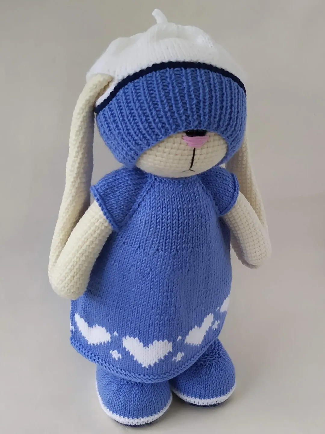 Lovey bunny toy. Handmade cute stuffed rabbit with clothes and carrot ...