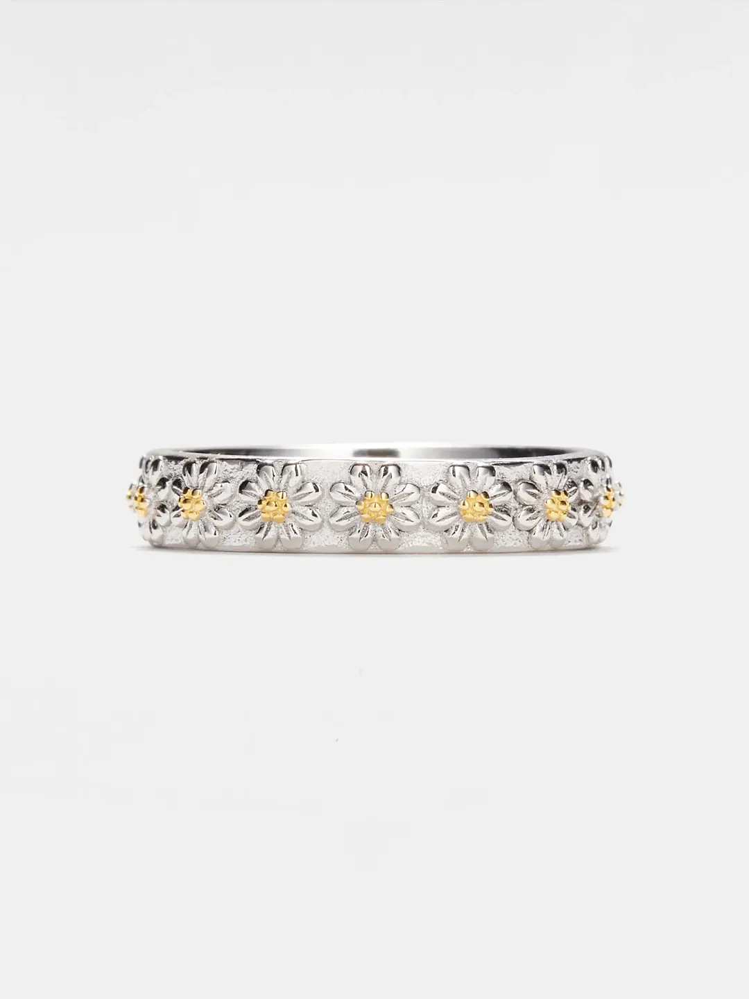PERIMADE Daisy Flower Wedding Band • Matching Stacking Eternity Ring • Sterling Silver Friendship Jewelry • Trendy Best Friend Gift