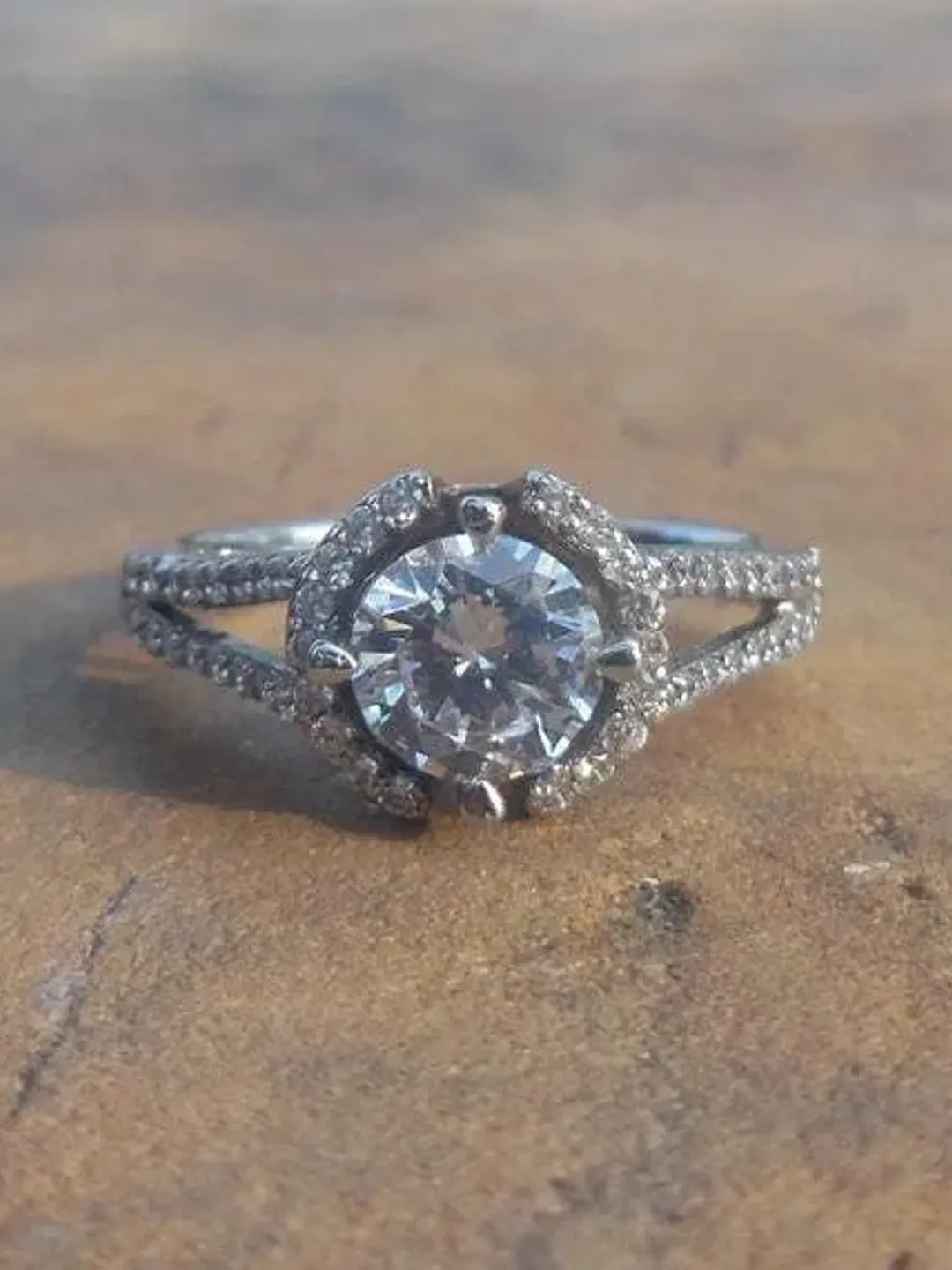 Solid 14K White Gold 6MM Round Fashion Semi Mount Ring / Diamond Ring / Engagement Ring