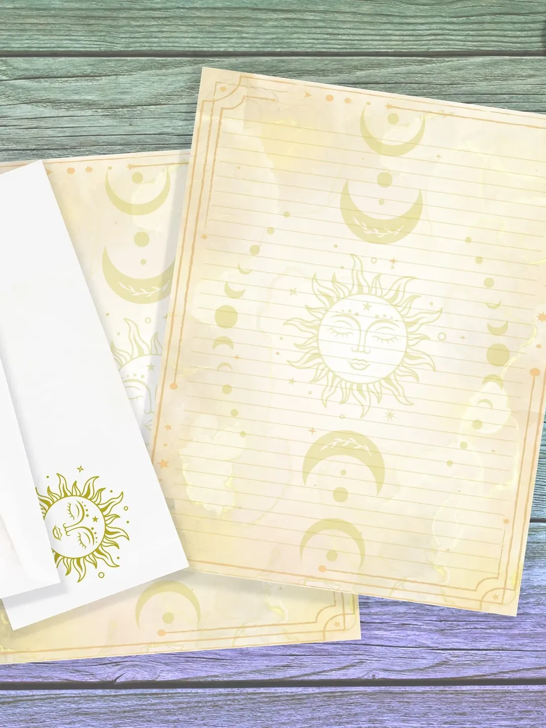 Sun Spell Writing Paper Set | Sun Letter Paper | Golden Stationery | Junk Journal | Grimoire Paper | Sunshine Page | Sun Magic Paper