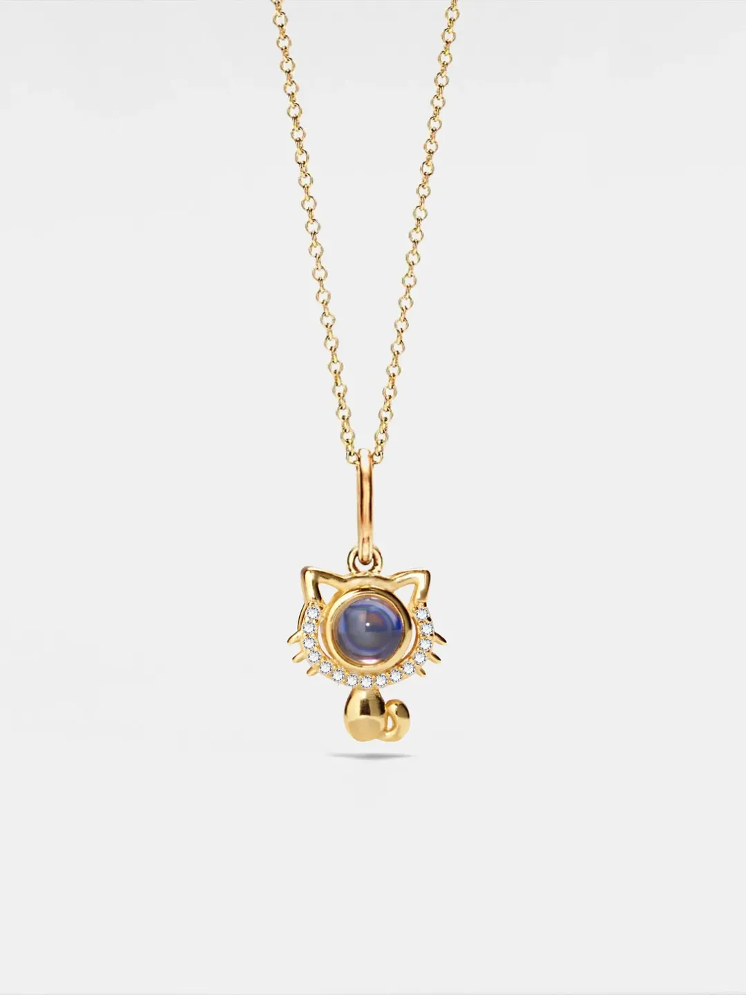 PERIMADE Cat Photo Projection Necklace • Personalized Picture Inside Pendant • Minimalist Pet Memorial Jewelry • Trendy Best Friend Gift