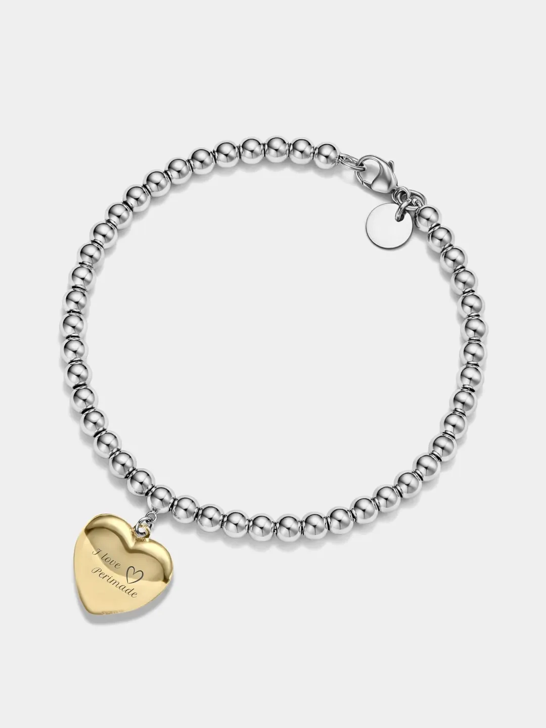 PERIMADE Heart Photo Locket Bracelet • Personalized Picture Bead Bracelet • Sterling Silver Keepsake Jewelry • Trendy Best Friend Gift