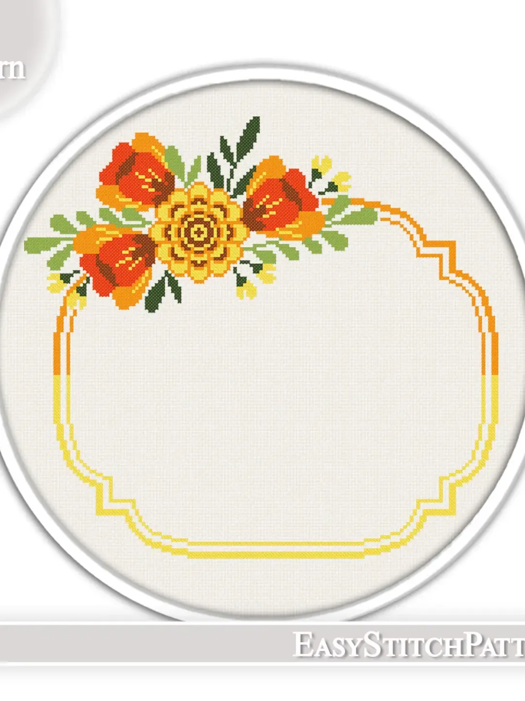 Floral border cross stitch pattern. Floral Wreath Cross Stitch Pattern. Flower frame.