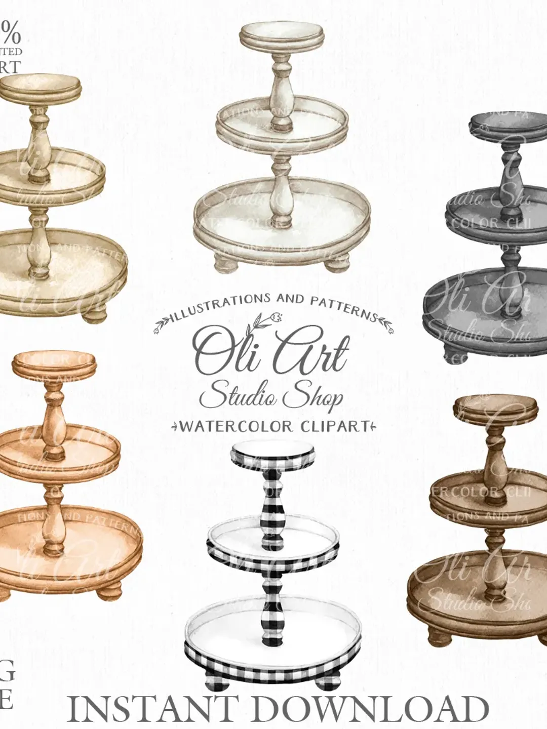 Tiered Tray Design. Png File, Hand Drawn graphics. Digital Download. OliArtStudioShop