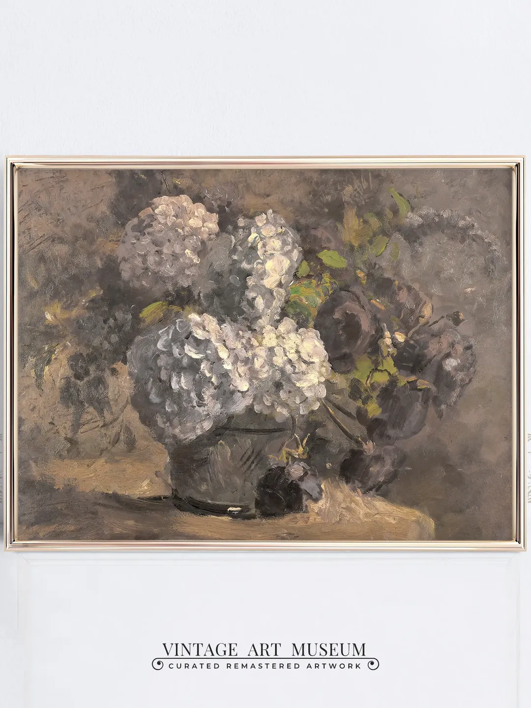 Blue Hydrangea Painting Vintage Wall Art Print, Large Antique Flower Still Life, PRINTABLE Digital Downloadable Home Decor | 179