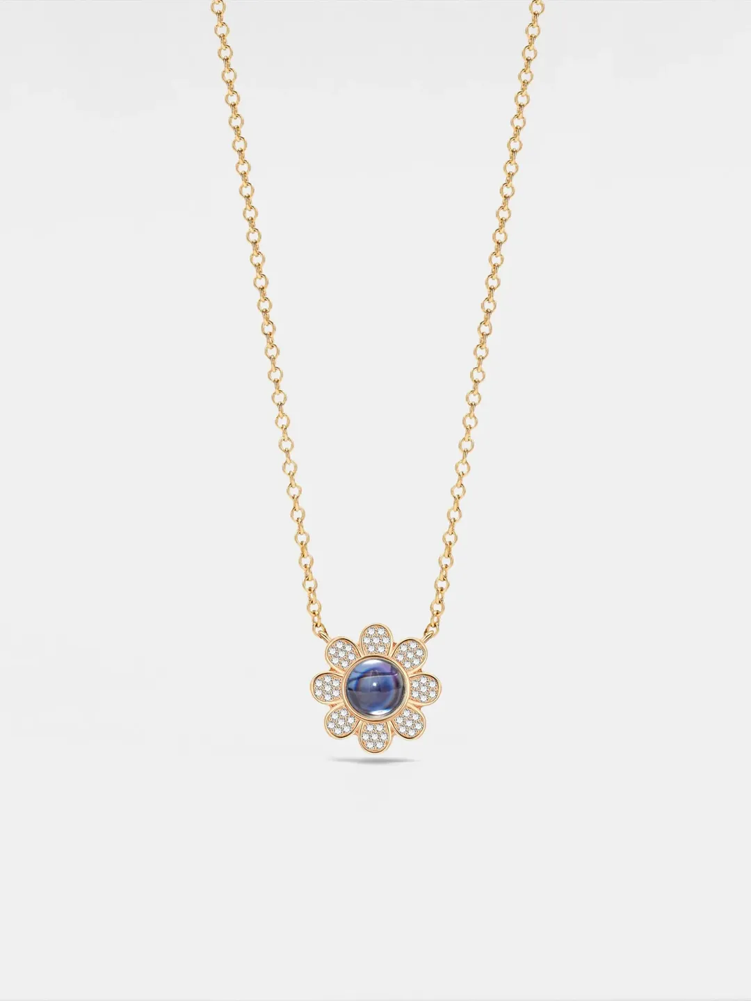 PERIMADE Sunflower Projection Necklace • Personalized Picture Inside Pendant • Minimalist Pet Memorial Jewelry • Trendy Best Friend Gift