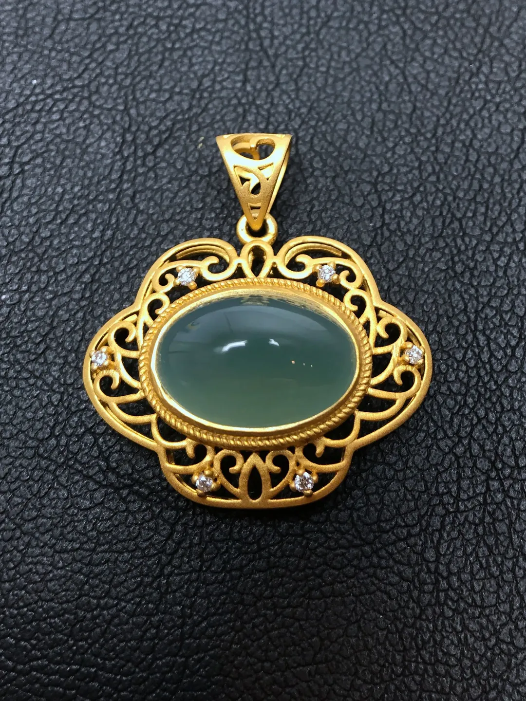 Unique Jade Pendant in 14K Yellow Gold, Genuine Grade A Natural Green Jade & 14K Yellow Gold Oval Pendant, Oval Jade Pendant, Gift for Her