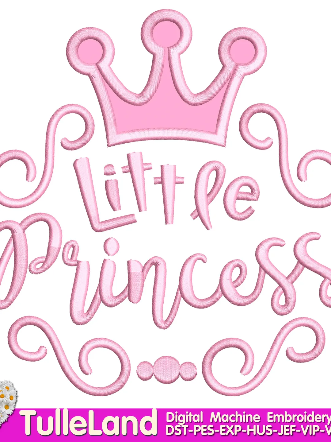 Little Princess for baby girl birthday Crown little miss daddy's mommy's little Design Applique for Machine Embroidery