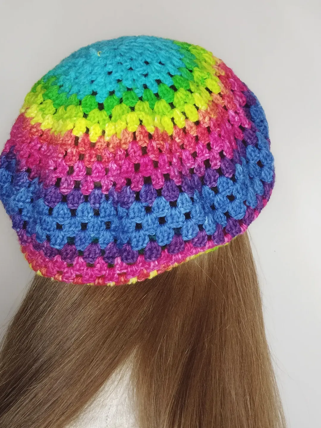 Rainbow beret hat crochet. French beret for women. Lgbtq pride beret hat.