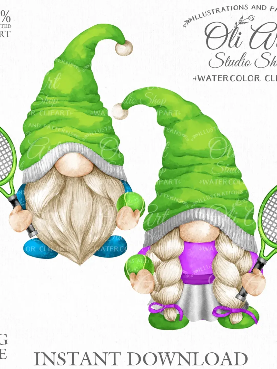Tennis. Gnome Png Clipart. Hand Drawn Graphics, Instant Download. Digital Download. OliArtStudioShop