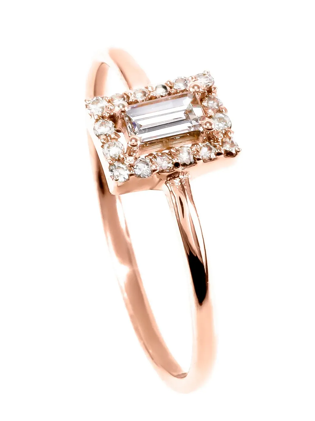 14K Gold Diamond 0,25Ct GVS Baguette Solitaire Engagement Ring, Minimalistic, Stylish, Trendy, Gift for Her, Anniversary, Valentines,Dainty