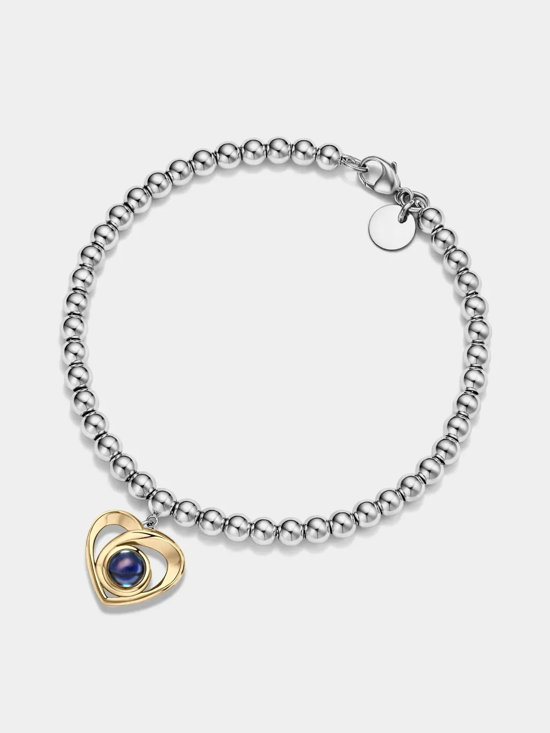 PERIMADE Heart Photo Projection Bracelet • Personalized Picture Bead Bracelet • Sterling Silver Keepsake Jewelry • Trendy Best Friend Gift