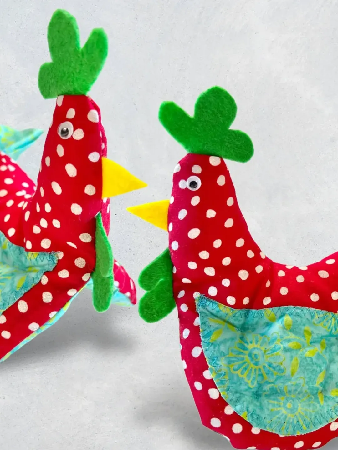 Handmade Oven Mitts Set | Polka Dots Batik Floral Chicken Hot Pads | Farmhouse Home Decor | Unique Gift