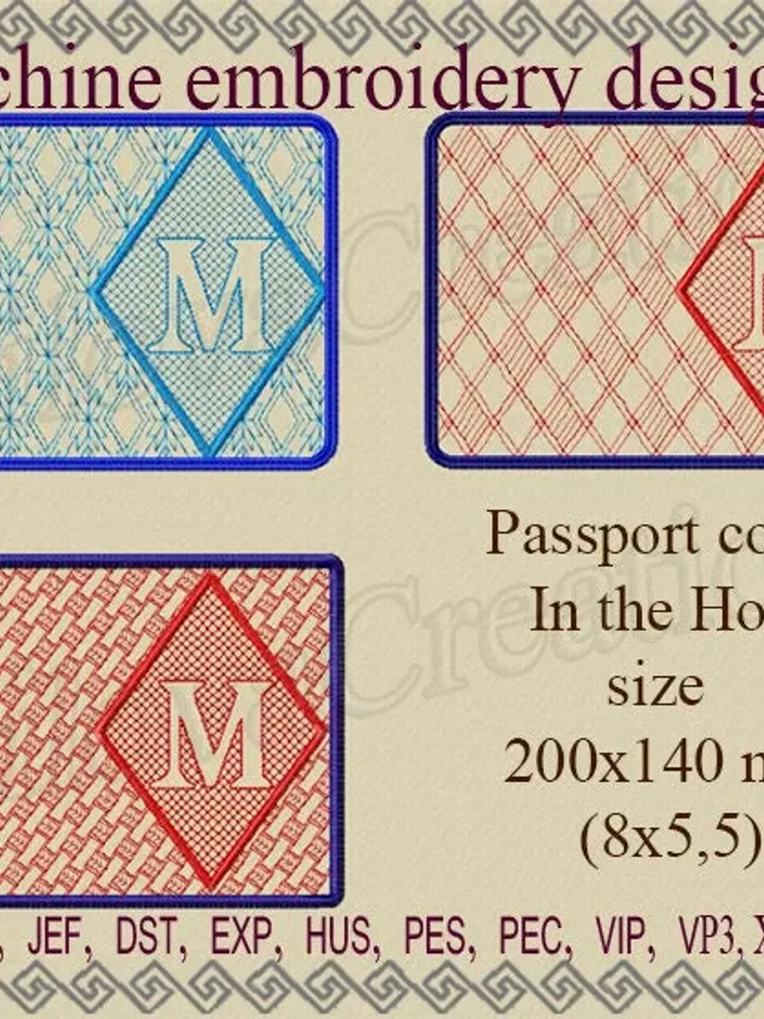 M Passport cover In the Hoop Machine embroidery designs trapunto ITH