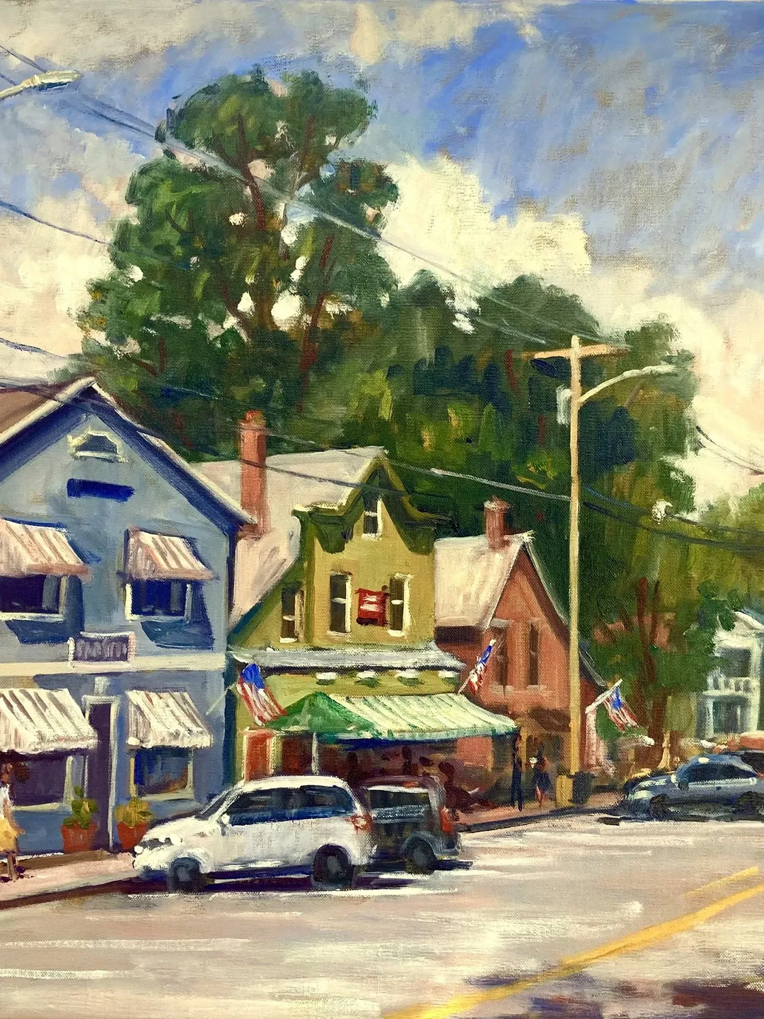 Large Original Berkshires Landscape Painting -Main Street/West Stockbridge- 22x28 Oil on Linen, Plein Air Impressionism, Signed Original