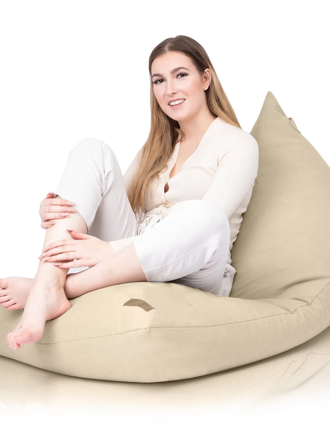 Modern pouf with padding included for young people - Bean Bag Chair giant design exclusive for Salon - Puff XXL Beige