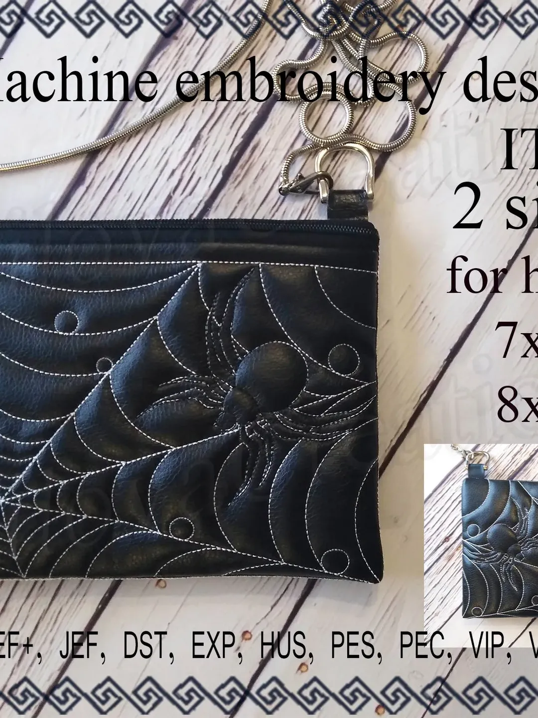 Cosmetic bag embroidery designs spider bag travel zip bag embroidery design ITH zippered bag Embroidery Design 7x10 File Instant Download