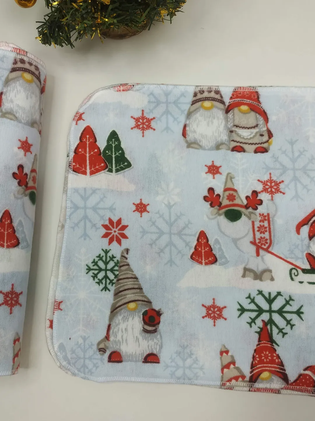 Unpaper towels set of 12 10*12" 1 & 2-ply christmas gnomes, Eco-friendly, reusable paper towels, washable paper towel