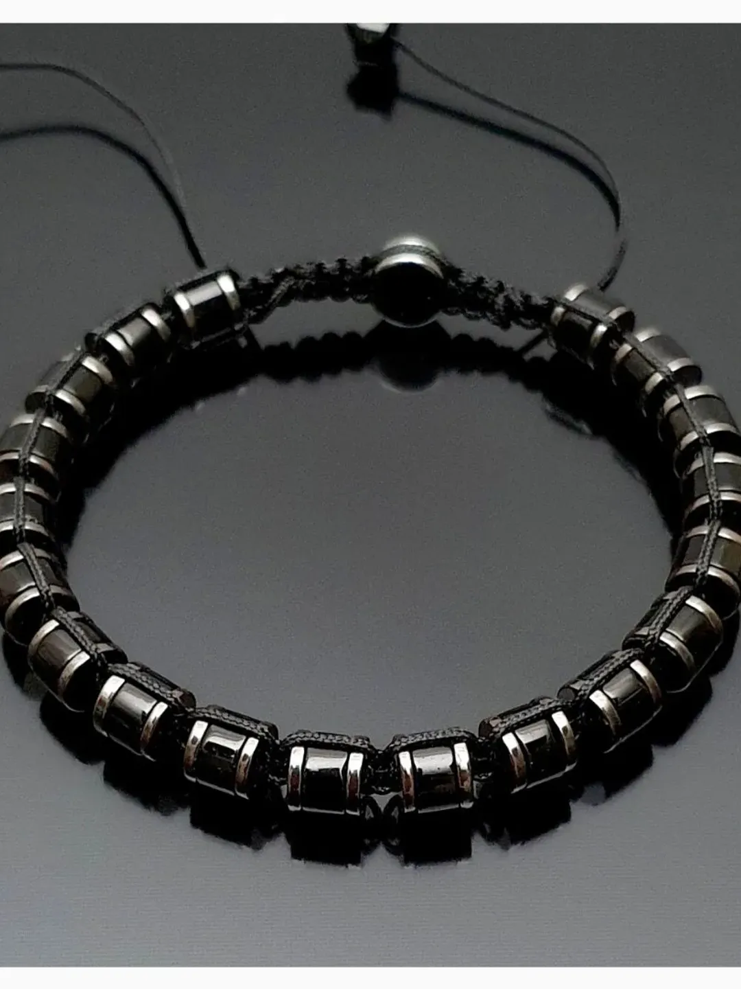 Black Agate Macrame Bracelet  with Hematite, Special Design Bracelet, Gift For Men, Gift For Women, Fall Collection Jewelry, Black Wristlet