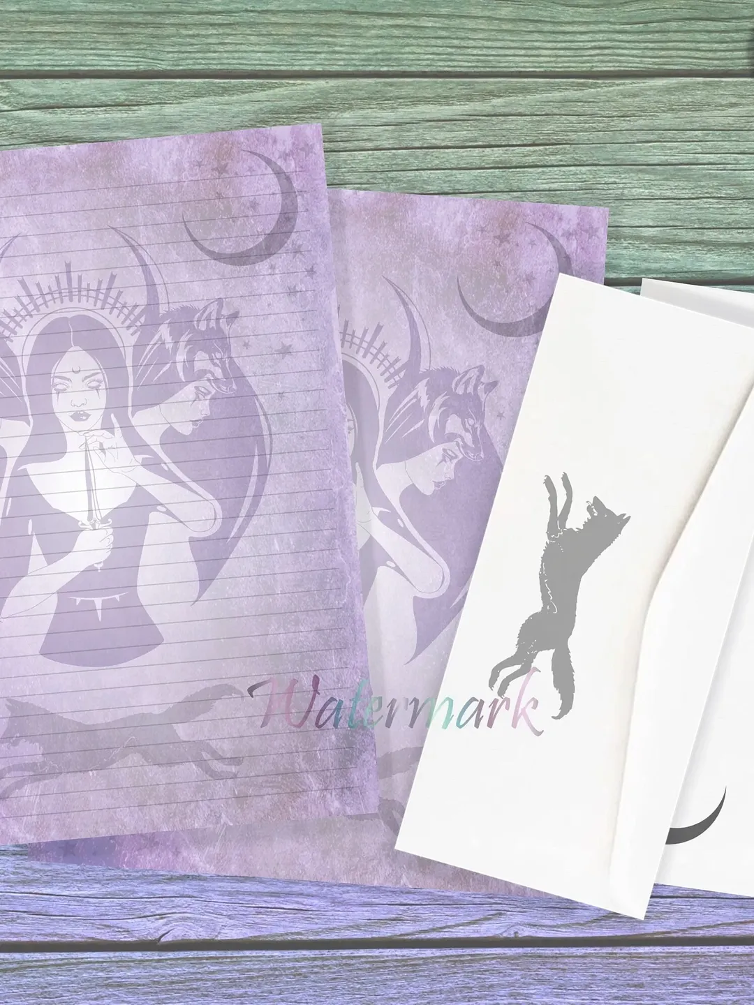 Hecate Stationery Set | Hekate Spell Paper | Triple Goddess Pages | Goddess Letter Paper | Grimoire Page | Book of Shadow Set | Wolf Page