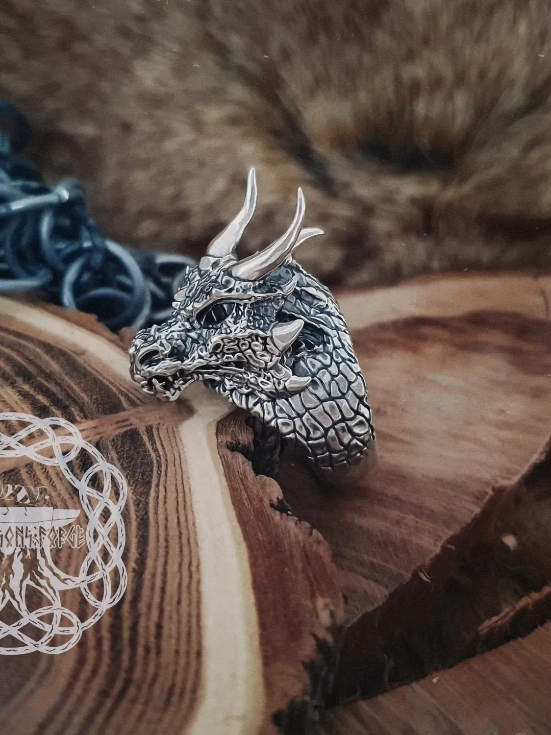 Horned Dragon Ring, Sterling Silver Dragon Ring, Animal Jewelry, Fantasy Jewelry, Fantasy Ring, Mythology Ring
