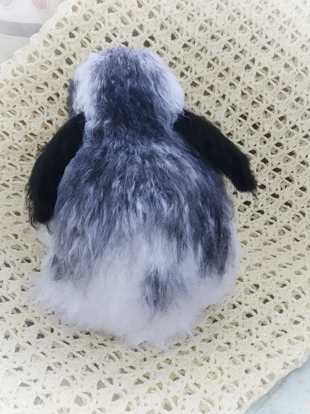 Realistic stuffed rabbit, black and white rabbit pet replica, pet ...