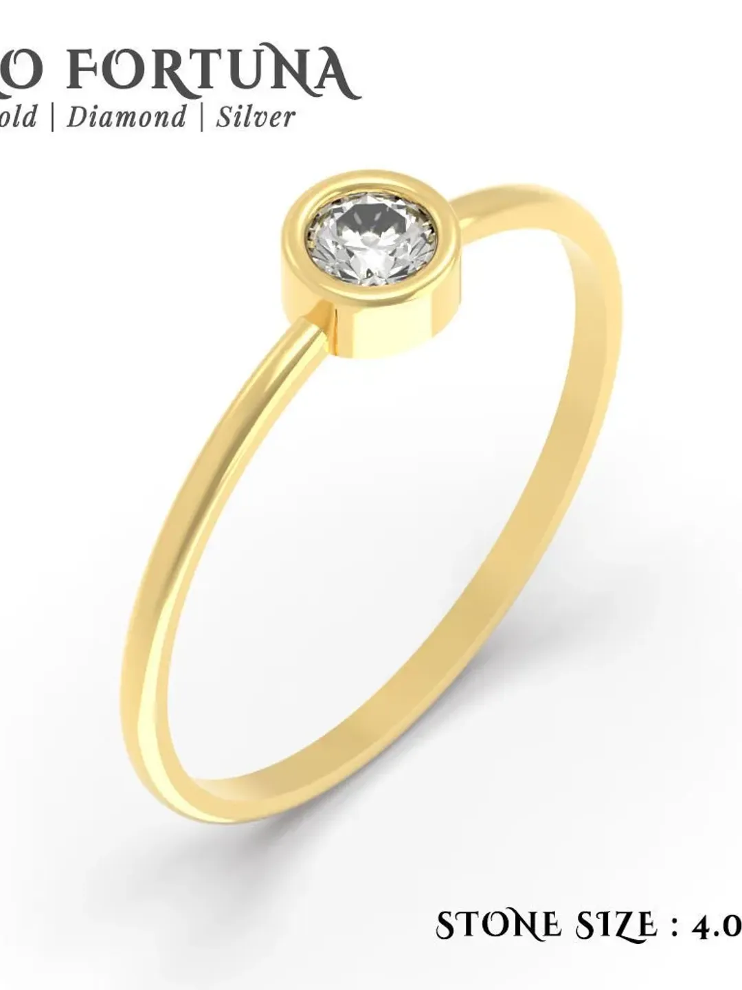 14K Gold Dainty 4.0 MM Solitaire Bezel Setting Engagement Ring Women, Minimalistic, Stylish, Trendy, Gift for Her, Anniversary, Valentines,