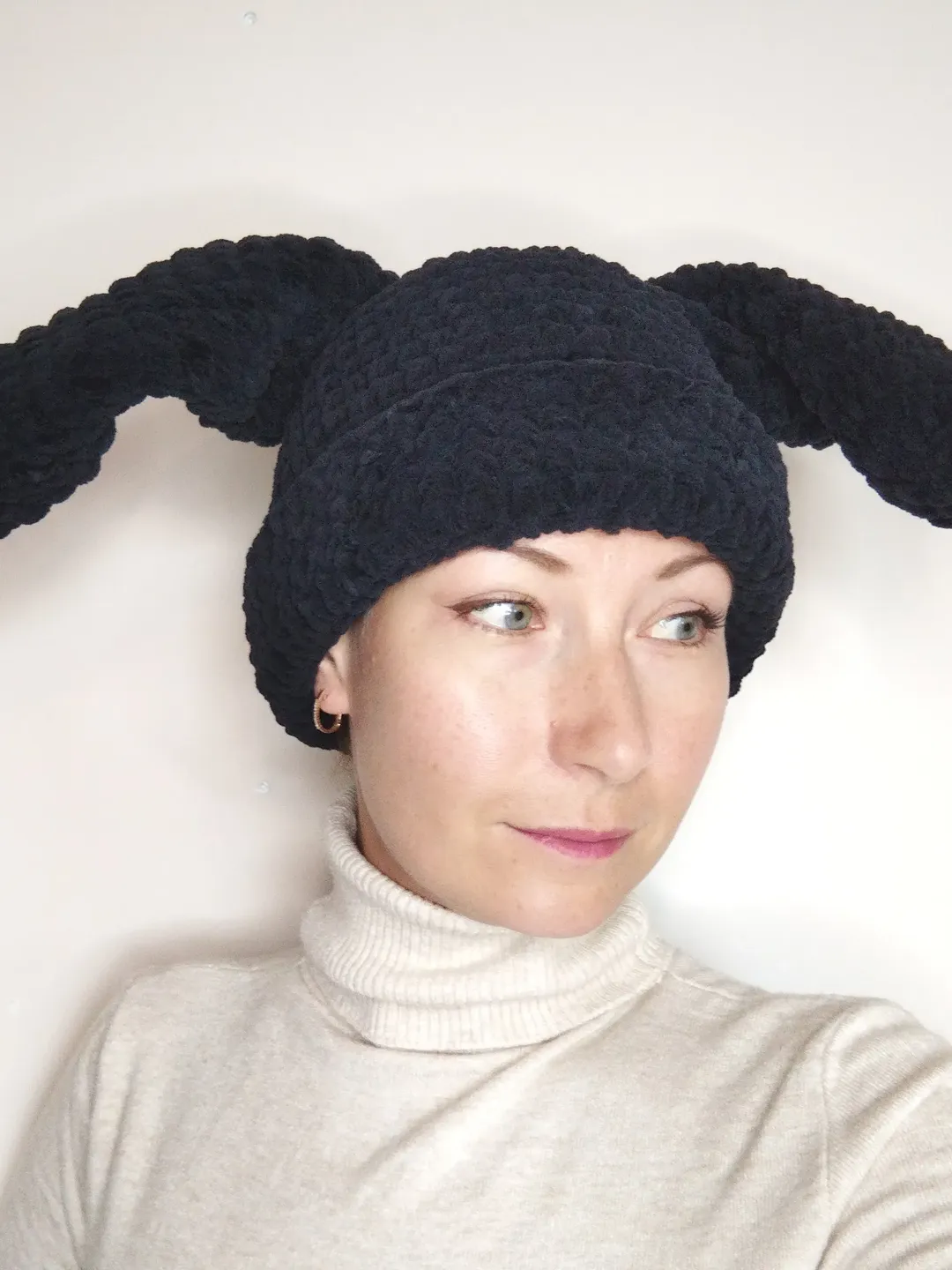 Black bunny hat. J-Hope hat with bunny ears. Fluffy bunny