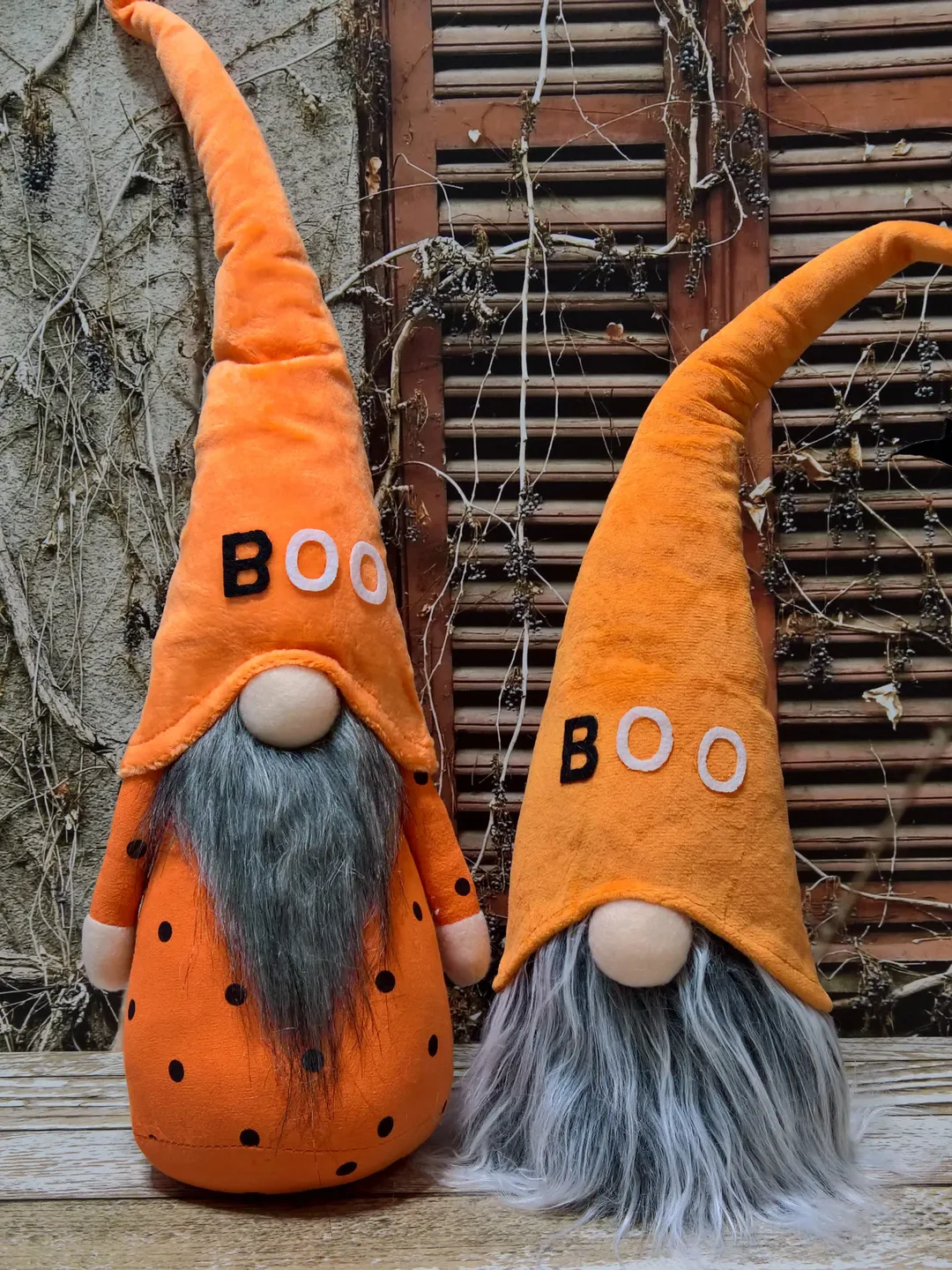 A pair of Halloween gnomes, Halloween decoration gnome, Halloween outdoor decor, Home decor, Halloween BOO gnome