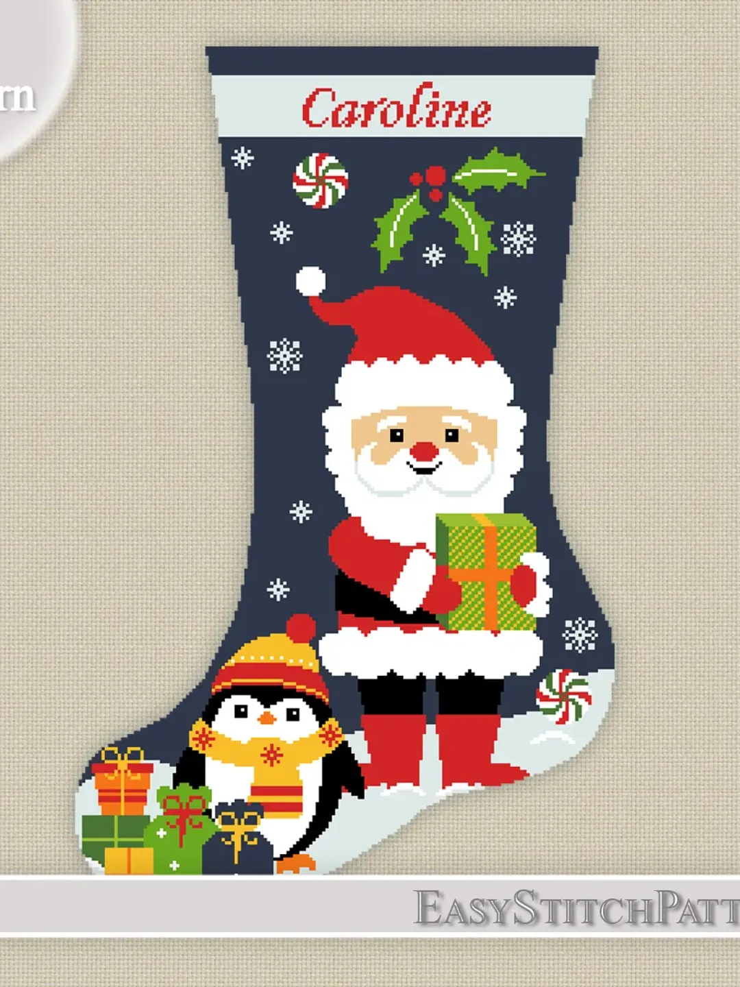 Christmas Stocking cross stitch pattern. Christmas Boot cross stitch. DIY. Family Christmas.
