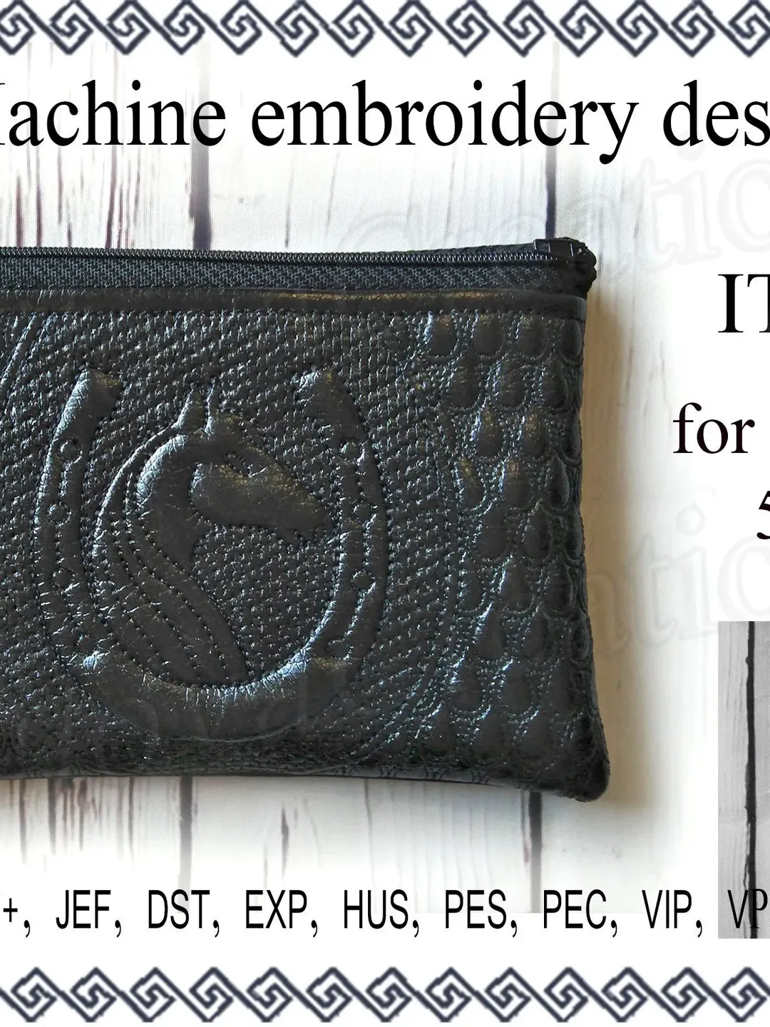 Machine embroidery design zippered bag horseshoe In the Hoop purse Embroidery Designs cosmetic bag zip bag ITH horse File Instant Download