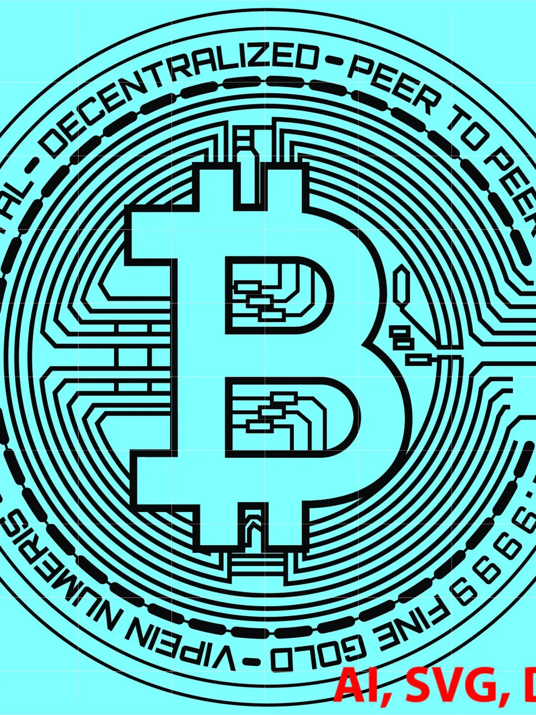 Bit Coin Custom, Ai, Vector, SVG, DXF, PNG, Digital