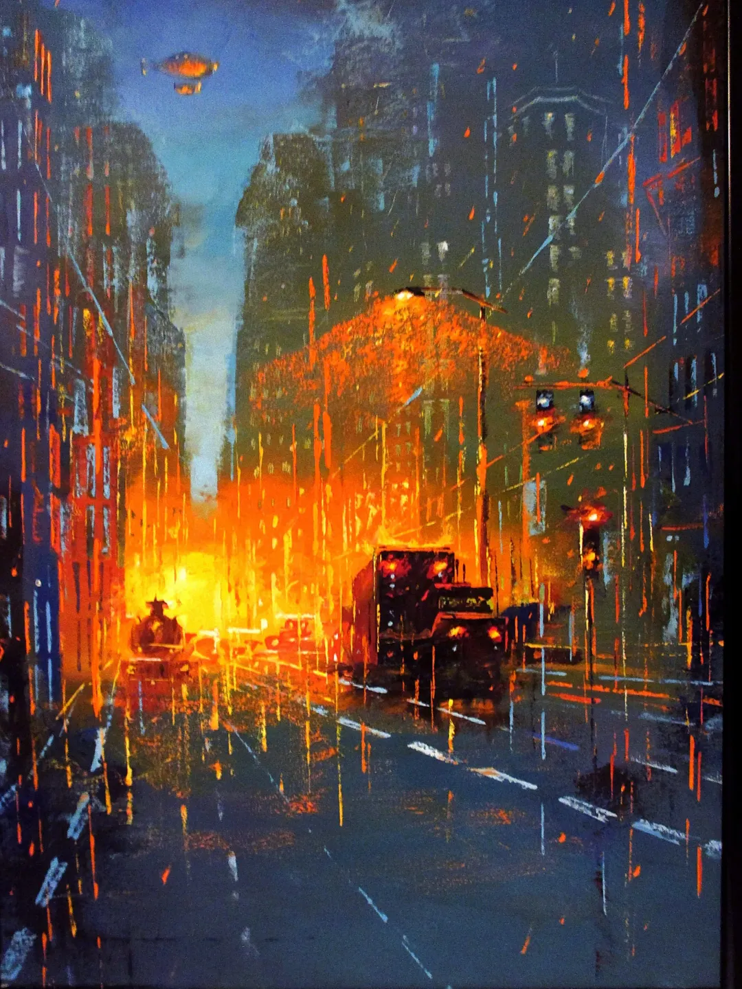 Cyberpunk Painting "NIGHT STREETS" Original Oil Painiting on Canvas Modern City Painting Art by "Walperion Paintings"