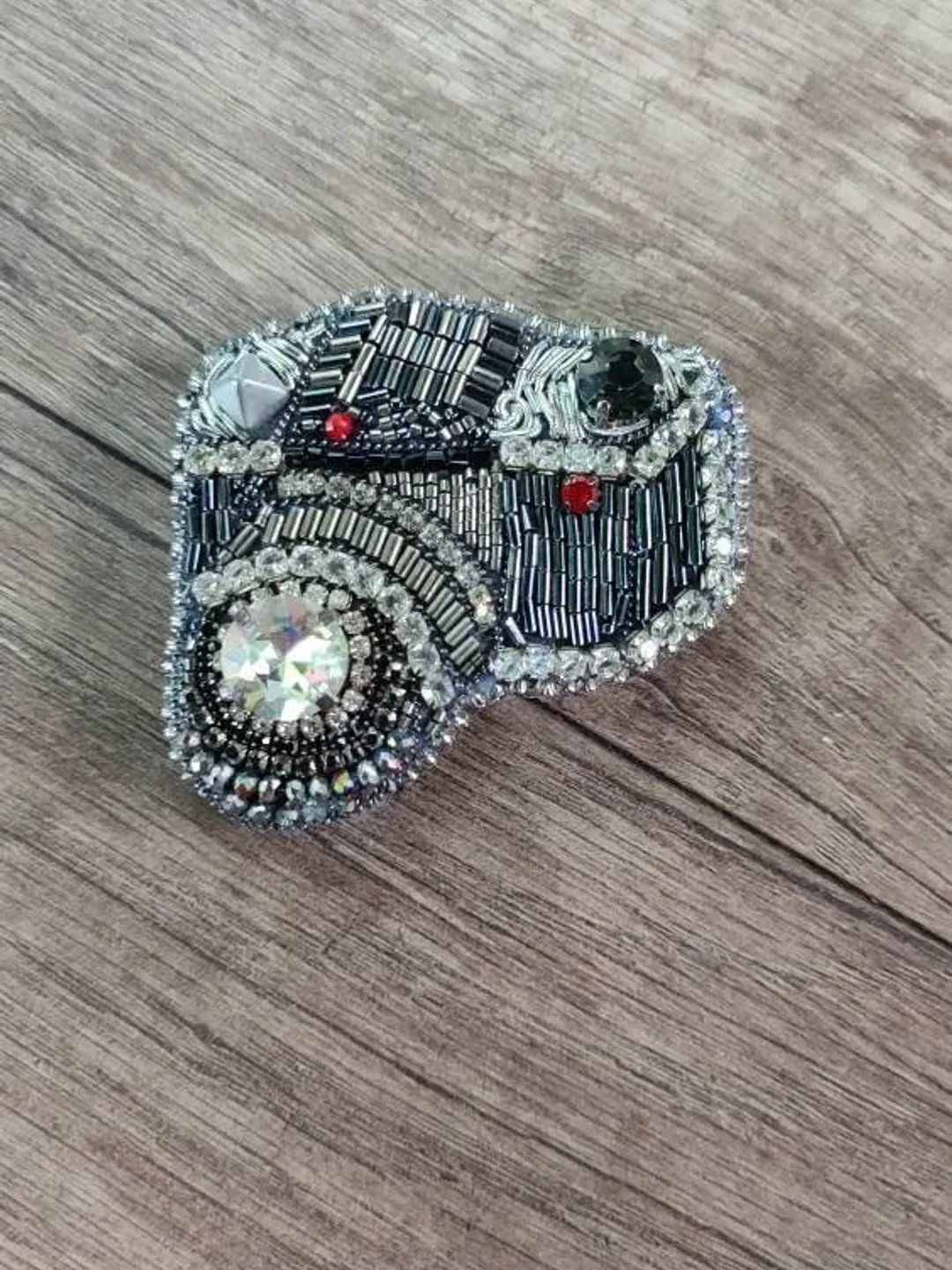 Brooch embroidery Black handmade embroidered beaded camera brooch embroidered jewelry Embroidered accessories Embroidered gifts