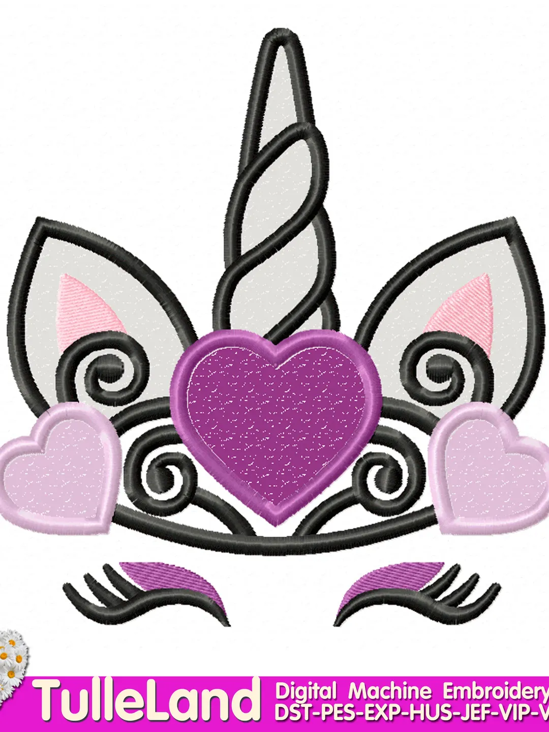 Halloween Unicorn crown applique Machine embroidery design