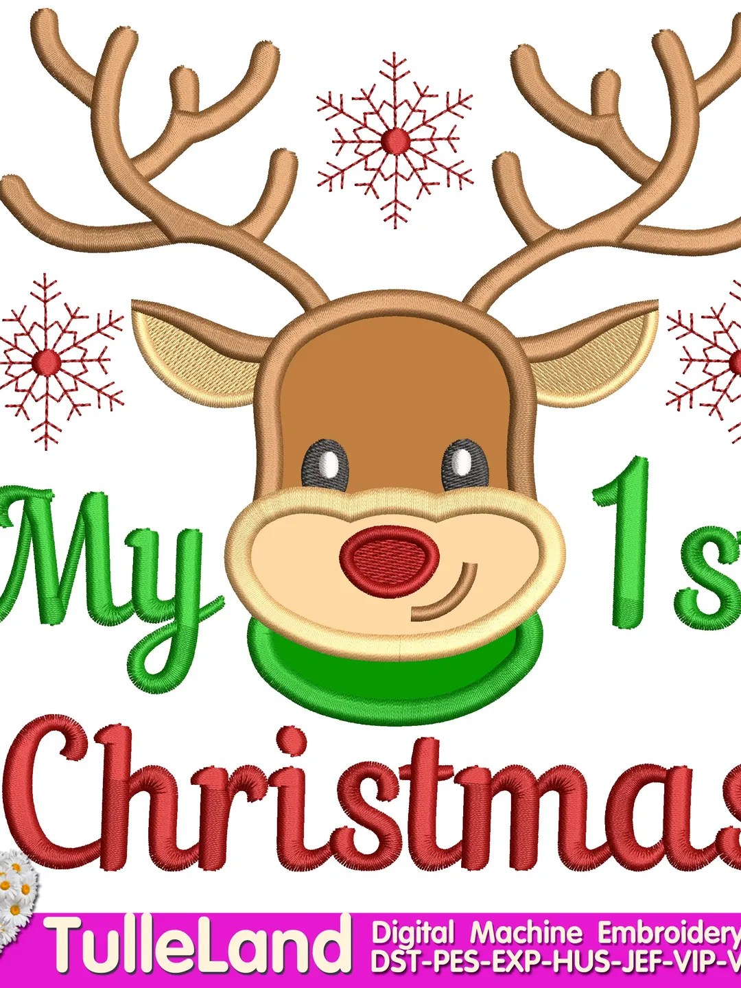 Christmas Deer Reindeer Holiday baby Deer Antlers Christmas Santa Deer with horn Design applique for Machine Embroidery