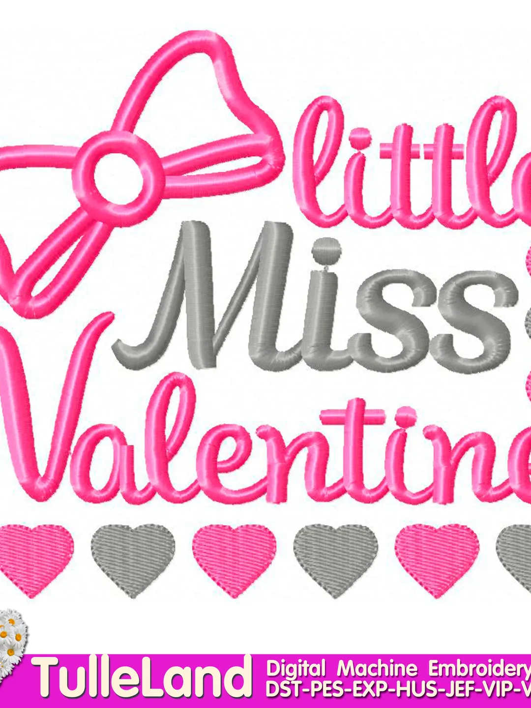 Little Miss Valentine Girl Baby Queen Heart Valentines Day Design applique for Machine Embroidery