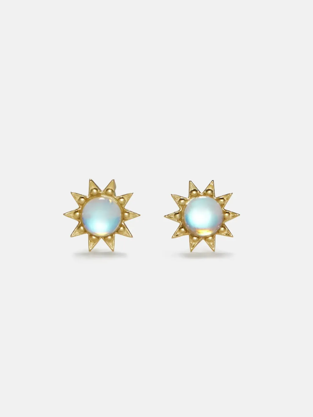 PERIMADE Sun Moonstone Stud Earrings • Dainty Gold Mini Sun Earrings • Sterling Silver Friendship Jewelry • Trendy Best Friend Gift