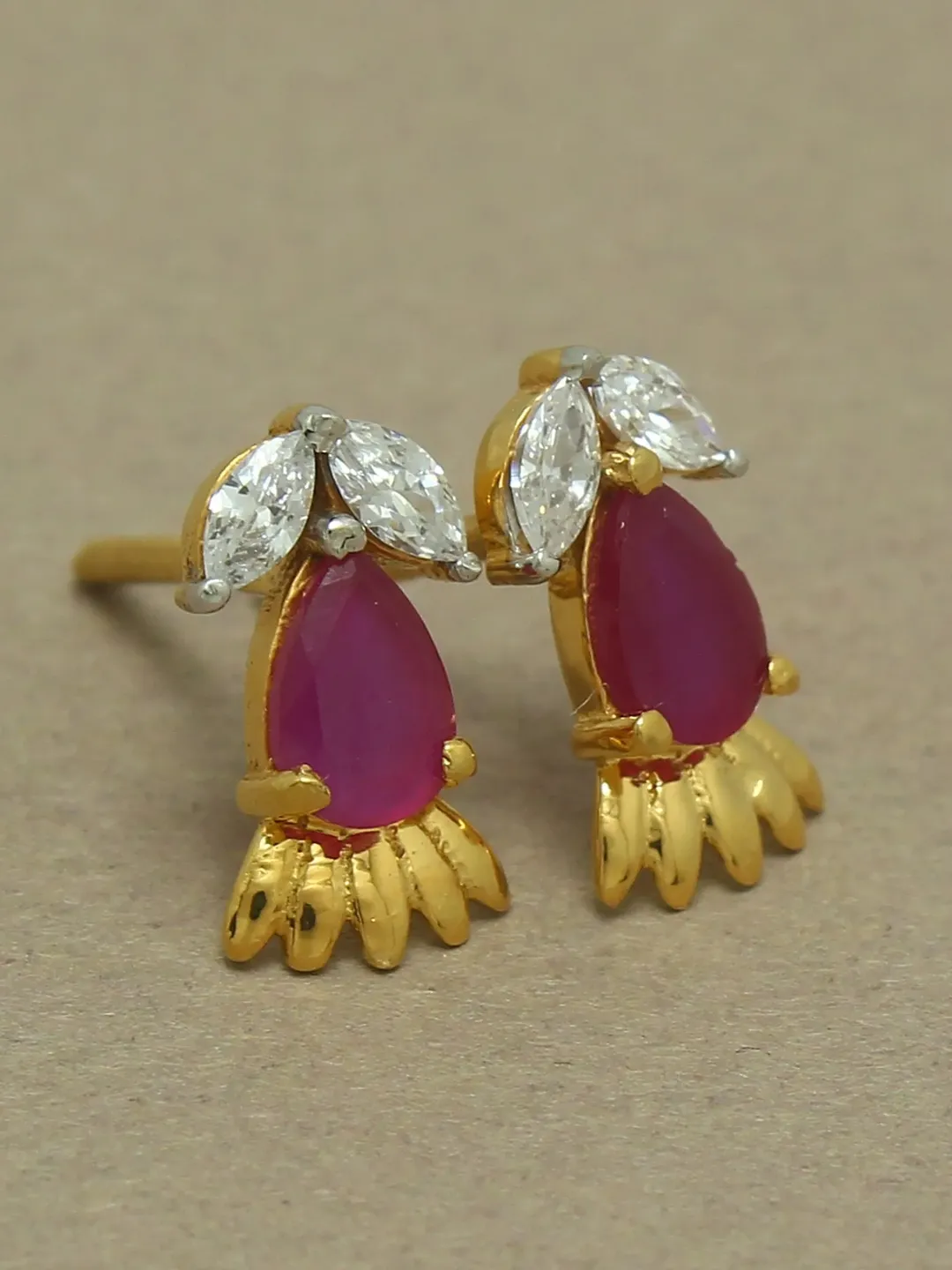 Natural Ruby Studs, Pave Moissanite Earrings, Pave Earrings, Sterling Silver Stud, Wedding Jewelry, Bridal Earrings, Screw Back Studs