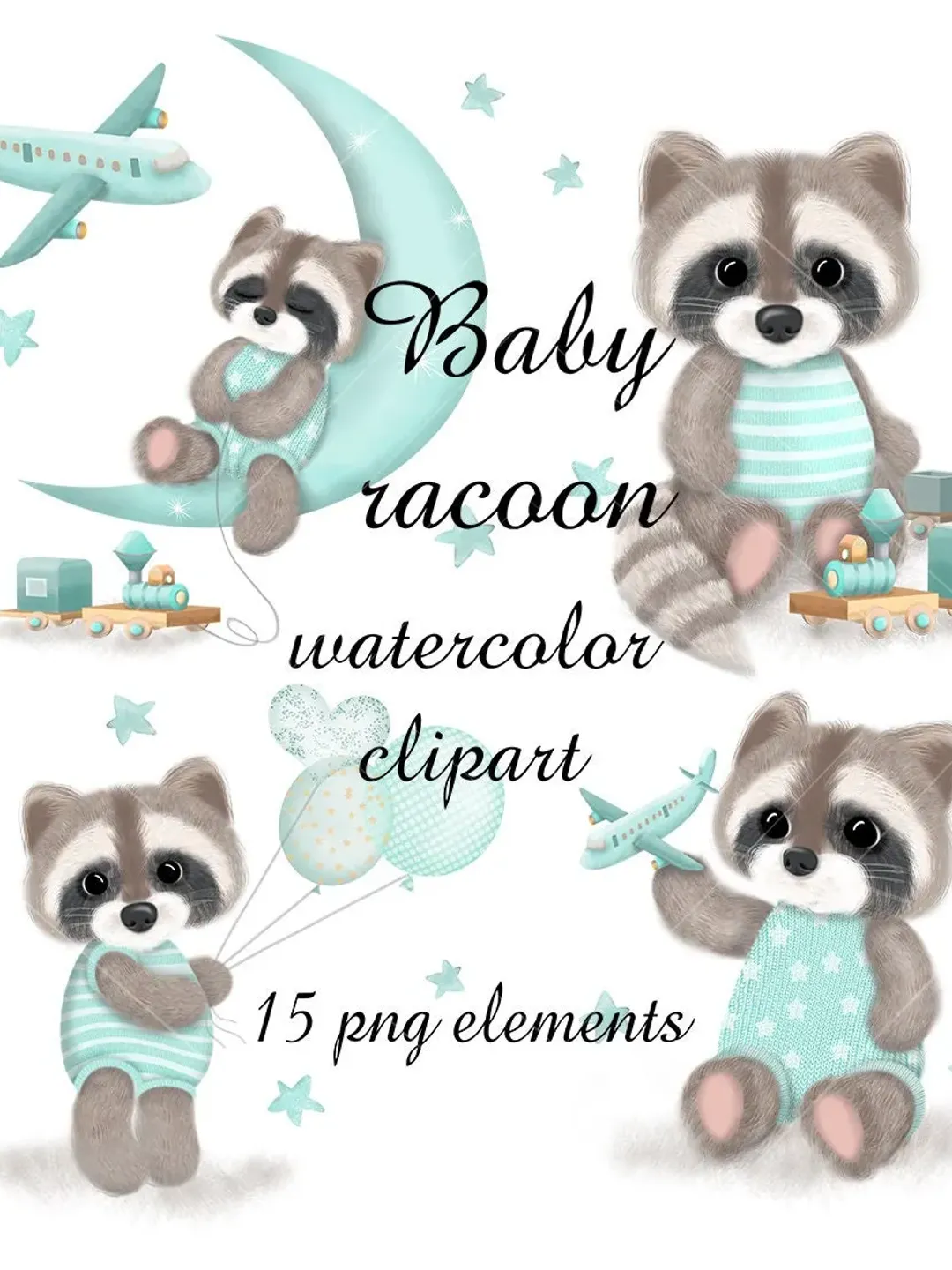 baby racoon watercolor png , clipart, cute racoon, nursery wall art, printable picture, doodle watercolor, kids clipart, sleeping animal