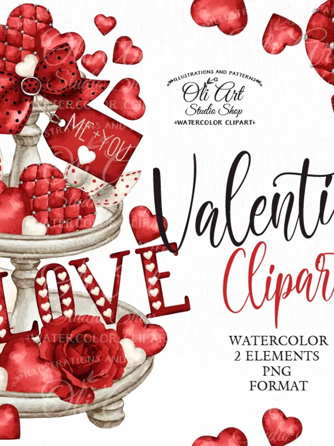 Valentine's Day. Tiered Tray Design Clip Art. Png File, Hand Drawn graphics. Digital Download. OliArtStudioShop