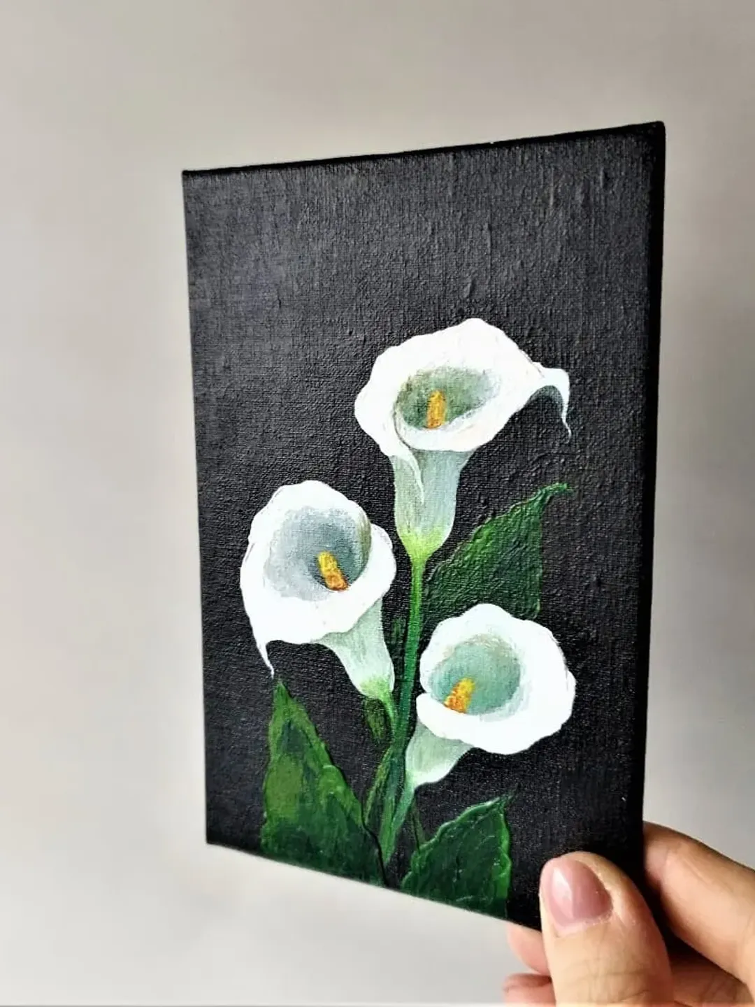 White calla lily painting impasto flower small wall decor