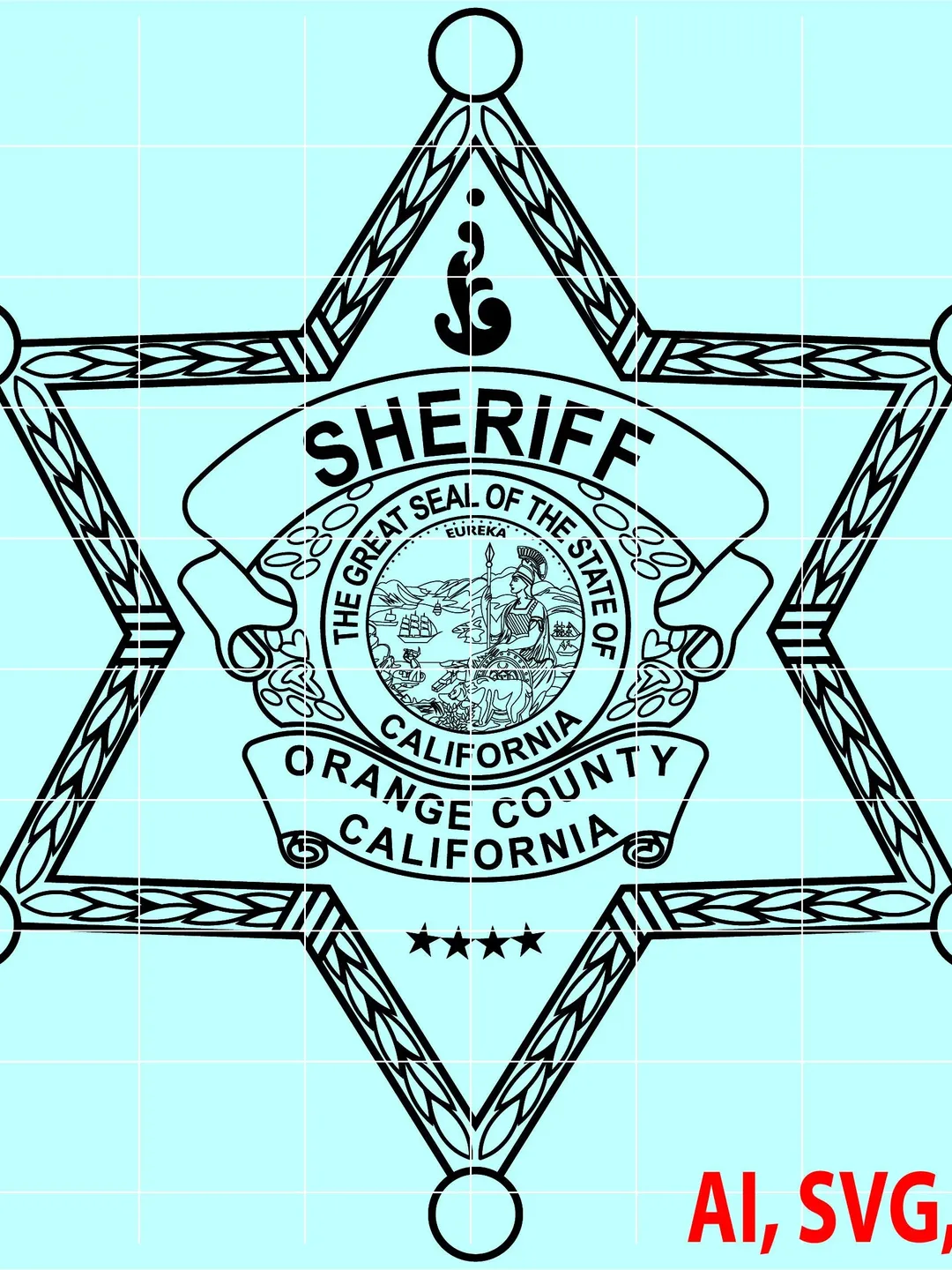 State of California Orange County Sheriff Badge, Logo, Seal