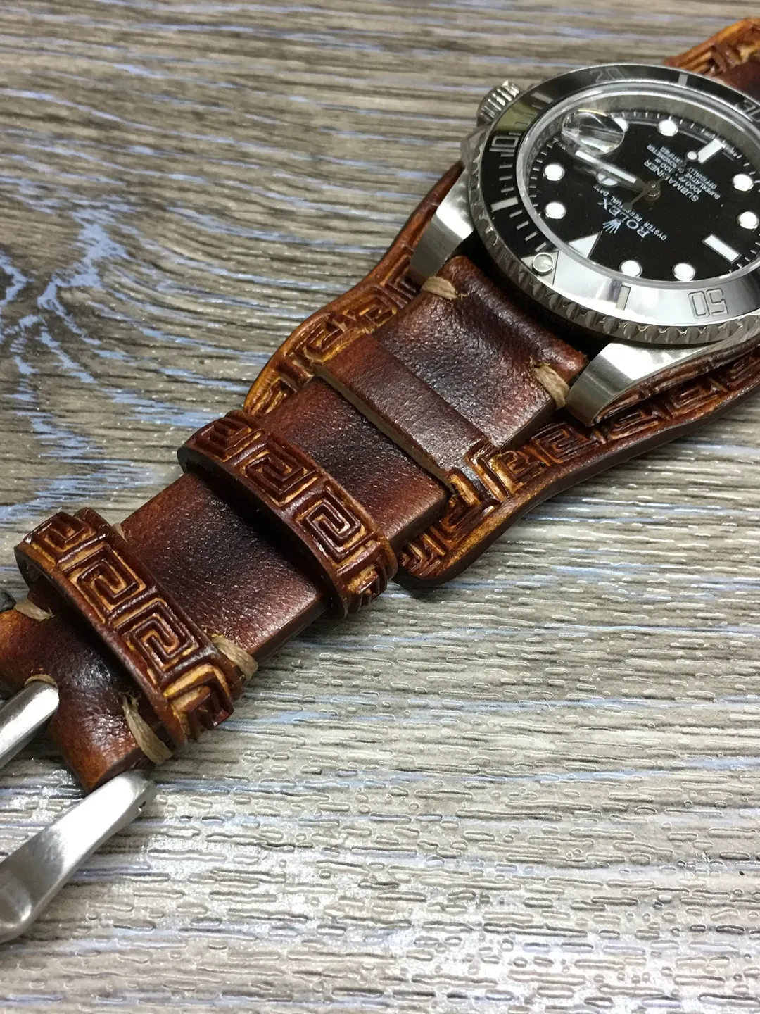 Fibbia Pieghevole Laterale Cinturino Orologio Poljot In Pelle Di Bufalo Marrone - Larghezza 20 Mm, Con Fibbia Pieghevole A Scatto Laterale Cinturino Laterale Schienale - Foto 6