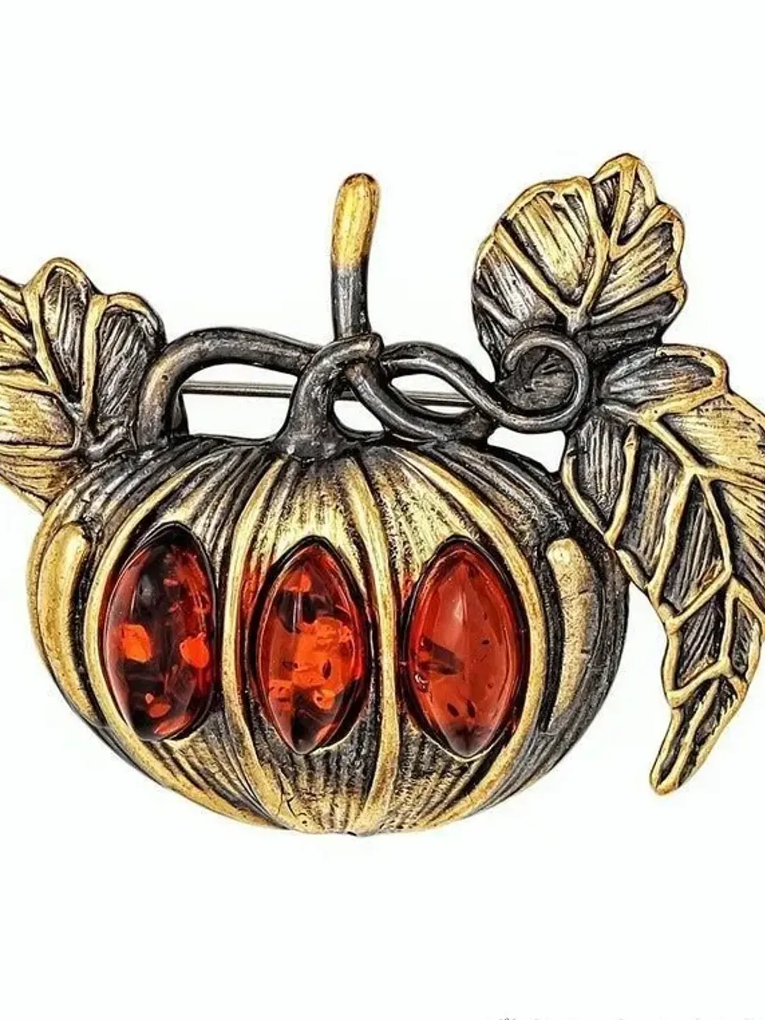 Pumpkin Brooch Autumn Brooch Halloween Jewelry Gold Brass Amber Brooch jewelry new handmade brooch women men lapel pin