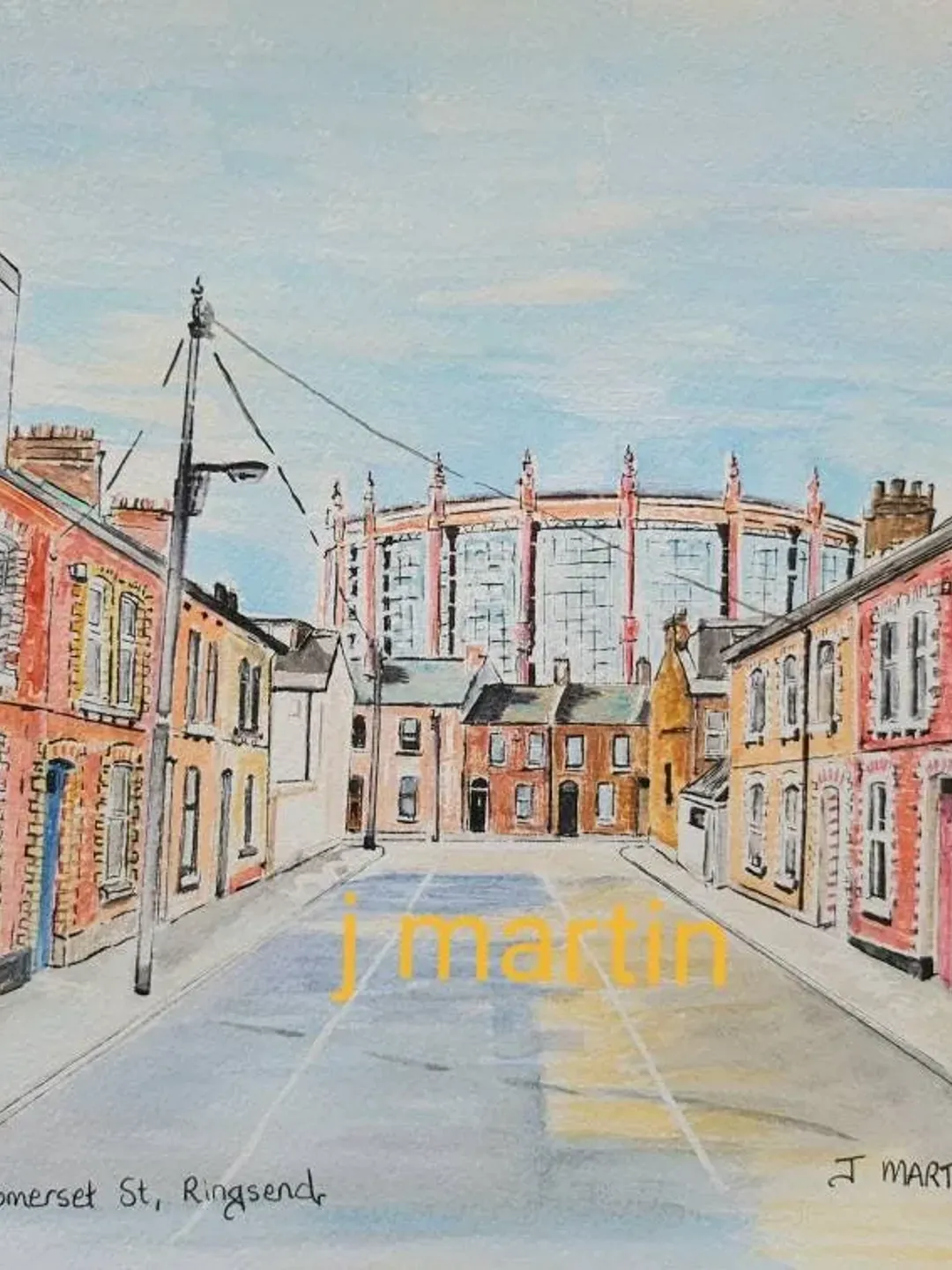Somerset St, Ringsend, Dublin 4 painting, Irishtown, watercolour, unmounted, unframed