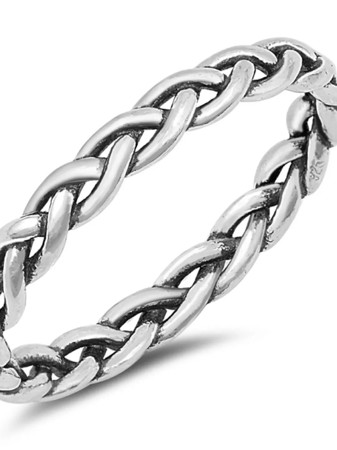 Sterling Silver braid thumb ring, silver stacking ring, Braid twist silver ring Unisex 925 stamped