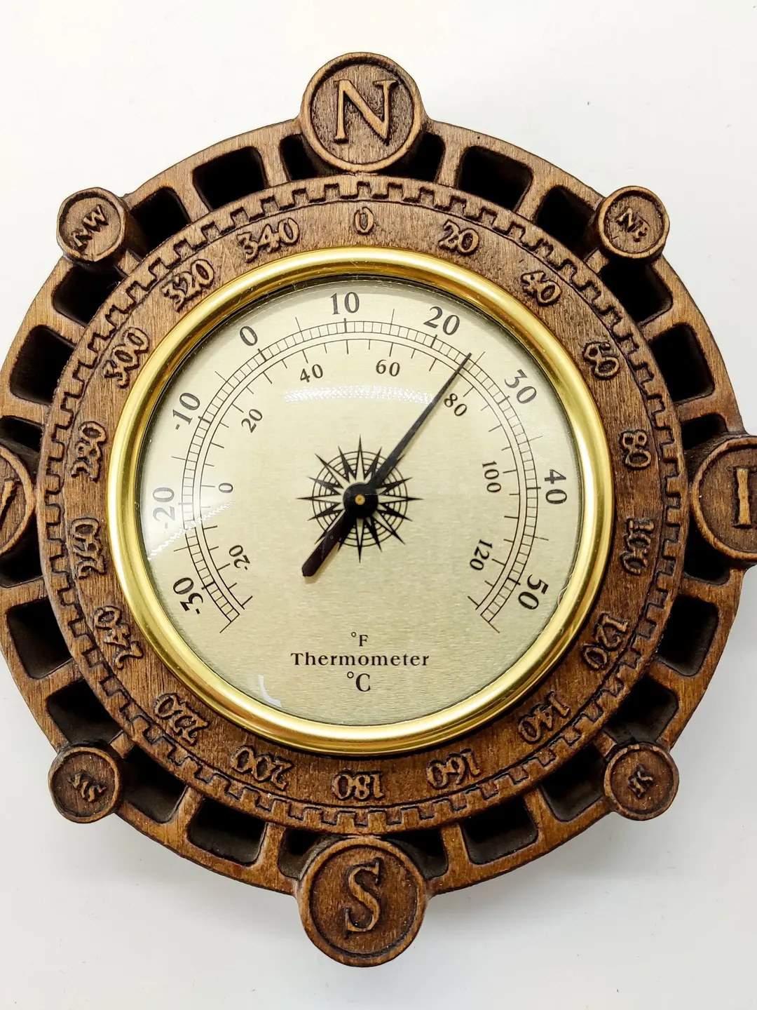 Barometer Hygrometer Thermometer, Weather Station; Wooden wall decor, Rustic decor, Wooden clock, Wooden Carver Panel, carved wall art